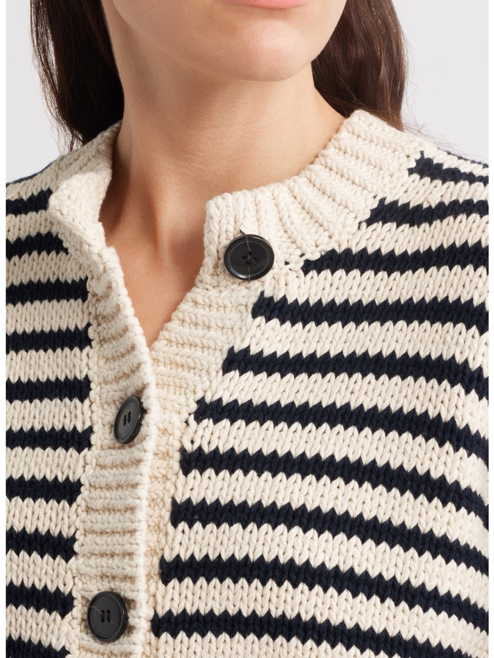 FRAME The Stripe Chunky Cotton Cardigan Size S - Picture 3 of 6